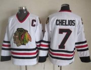 Wholesale Cheap Blackhawks #7 Chris Chelios White CCM Throwback Stitched NHL Jersey