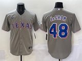 Cheap Men's Texas Rangers #48 Jacob deGrom Gray With Patch Cool Base Stitched Baseball Jersey
