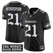 Men's Seattle Seahawks #21 Devon Witherspoon Black 2025 F.U.S.E. 'Gothic Rain City Shadows Edition' Vapor Limited Football Stitched Jersey Cheap Wholesale