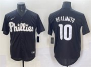 Cheap Men's Philadelphia Phillies #10 J.T. Realmuto Black Lights Out Limited Stitched Baseball Jersey