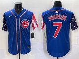 Cheap Men's Chicago Cubs #7 Dansby Swanson Royal 2025 Independence Day Vapor Premier Limited Stitched Baseball Jersey