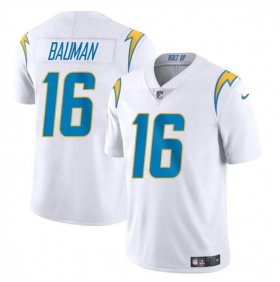 Cheap Men\'s Los Angeles Chargers #16 Casey Bauman White 2024 Vapor Limited Football Stitched Jersey
