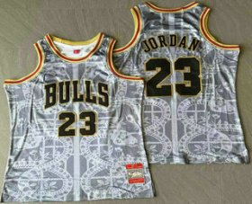 Men\'s Chicago Bulls #23 Michael Jordan Grey Snakeskin Hardwood AU Throwback Jersey Cheap