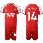 Men's Arsenal F.C #14 Eddie Nketiah Red 2025 Home Soccer Jersey Suit Cheap