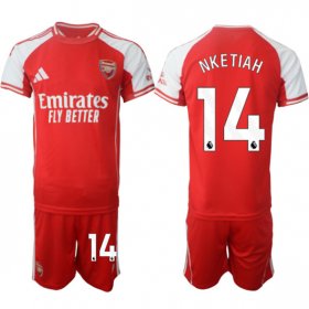 Men\'s Arsenal F.C #14 Eddie Nketiah Red 2025 Home Soccer Jersey Suit Cheap