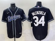 Cheap Men's Los Angeles Dodgers #34 Fernando Valenzuela Black Fashion Stitched Baseball Jersey