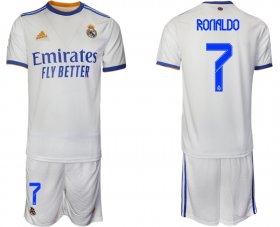 Wholesale Cheap Men 2021-2022 Club Real Madrid home white 7 Soccer Jerseys1