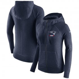 Wholesale Cheap New England Patriots Nike Women\'s Gym Vintage Full-Zip Hoodie Navy