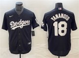 Cheap Men's Los Angeles Dodgers #18 Yoshinobu Yamamoto Black Cool Base Stitched Jersey