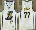 Cheap Men's Los Angeles Lakers #77 Luka Doncic Cream Throwback Swingman Jersey