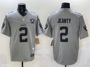 Cheap Men's Las Vegas Raiders #2 Ashton Jeanty Gray 2025 Draft F.U.S.E. With Nevada Silver Stat Patch And 65th Anniversary Patch Football Stitched Jersey