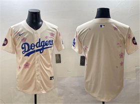 Men\'s Los Angeles Dodgers Blank Cream 2025 Tokyo Series Limited Stitched Baseball Jersey Cheap