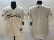 Men's Philadelphia Phillies Blank Cream Gothic Vapor Limited Stitched Jersey Cheap