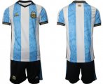 Cheap Men's Argentina Blank White Blue Home Soccer Jersey Suit