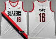 Cheap Men's Portland Trail Blazers #16 Yang Hansen White Association Edition Stitched Basketball Jersey