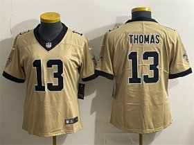 Women\'s New Orleans Saints #13 Michael Thomas Gold Alternate Vapor Limited Football Stitched Jersey(Run Small) Cheap Wholesale