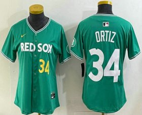 Women\'s Boston Red Sox #34 David Ortiz Green 2025 City Connect Player Name Limited Jersey