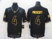 Wholesale Cheap Men's Dallas Cowboys #4 Dak Prescott Black Gold 2020 Salute To Service Stitched NFL Nike Limited Jersey