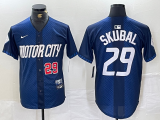 Cheap Men's Detroit Tigers #29 Tarik Skubal Number 2024 Navy City Connect Cool Base Limited Stitched Jersey