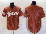 Cheap Men's Texas Longhorns Blank Orange Pinstripe 2025 Softball National Champions & SEC Patch Stitched Jersey