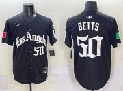 Cheap Men's Los Angeles Dodgers #50 Mookie Betts Black Mexico 2025 LA Gothic Style With Fernando Patch Vapor Premier Limited Stitched Baseball Jersey