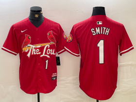 Cheap Men\'s St Louis Cardinals #1 Ozzie Smith Red 2024 City Connect Limited Stitched Baseball Jersey