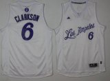Wholesale Cheap Men's Los Angeles Lakers #6 Jordan Clarkson Adidas White 2016 Christmas Day Stitched NBA Swingman Jersey