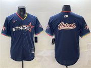 Cheap Men's Houston Astros Team Big Logo Navy 2025 City Connect With Texas Patch Limited Stitched Baseball Jersey