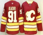Cheap Men's Calgary Flames #91 Nazem Kadri Red Authentic Jersey