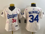 Cheap Women's Los Angeles Dodgers #34 Fernando Valenzuela Cream 2025 Tokyo Series Limited Stitched Baseball Jersey(Run Small)