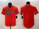 Men's Detroit Tigers Blank Orange With Patch Cool Base Stitched Baseball Jersey Cheap