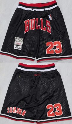 Cheap Men\'s Chicago Bulls #23 Michael Jordan Black Shorts (Run Small)