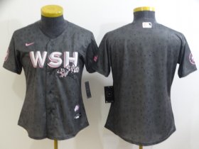Wholesale Cheap Women\'s Washington Nationals Blank 2022 Gray City Connect Cherry Blossom Cool Base Stitched Jersey