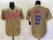 Cheap Men's Puerto Rico Baseball #9 Javier Baez Tan 2023 World Baseball Classic Stitched Jersey