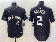 Cheap Men's San Francisco Giants #2 Willy Adames Black 'Gothic Fog Edition' Vapor Premier Limited Stitched Baseball Jersey