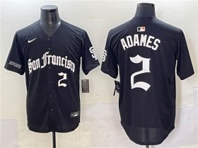 Cheap Men\'s San Francisco Giants #2 Willy Adames Black \'Gothic Fog Edition\' Vapor Premier Limited Stitched Baseball Jersey