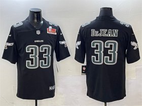 Cheap Men\'s Philadelphia Eagles #33 Cooper DeJean Black 2025 Super Bowl LIX Patch Fashion New Vapor Untouchable Limited Stitched Football Jersey
