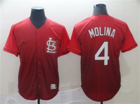 Men\'s St. Louis Cardinals #4 Yadier Molina Red Fade Stitched Baseball Jersey