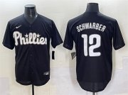 Cheap Men's Philadelphia Phillies #12 Kyle Schwarber Black Lights Out Limited Stitched Baseball Jersey