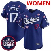 Cheap Women's Los Angeles Dodgers #17 Shohei Ohtani Royal 2025 Tokyo Series Limited Stitched Baseball Jersey(Run Small)