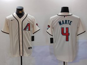 Cheap Men\'s Arizona Diamondback #4 Ketel Marte Cream Cool Base Limited Stitched Jersey