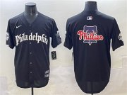 Men's Philadelphia Phillies Team Big Logo Black GOTHIC Vapor Limited Stitched Jersey Cheap