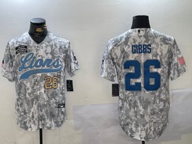 Cheap Men\'s Detroit Lions #26 Jahmyr Gibbs 2024 Arctic Camo Salute To Service Stitched Baseball Jerseys