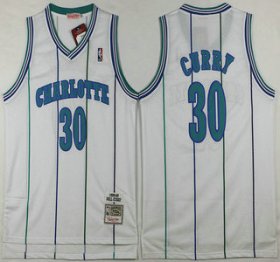 Wholesale Cheap Men\'s Charlotte Hornets #30 Dell Curry 1992-93 White Hardwood Classics Soul Swingman Throwback Jersey