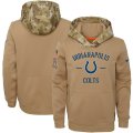 Wholesale Cheap Youth Indianapolis Colts Nike Khaki 2019 Salute to Service Therma Pullover Hoodie