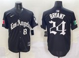 Cheap Men's Los Angeles Dodgers Front #8 Back #24 Kobe Bryant Black Mexico 2025 LA Gothic Style With Fernando Patch Vapor Premier Limited Stitched Baseball Jersey