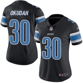 Wholesale Cheap Nike Lions #30 Jeff Okudah Black Women\'s Stitched NFL Limited Rush Jersey
