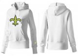 Wholesale Cheap Women's New Orleans Saints Logo Pullover Hoodie White