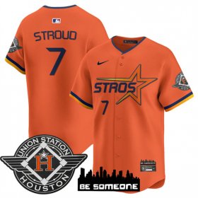 Men\'s Houston Astros #7 C.J. Stroud Orange 2025 City Connect Limited Stitched Baseball Jersey Cheap