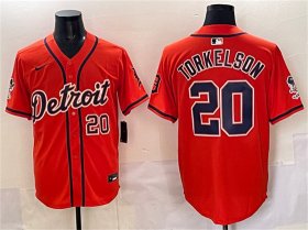 Men\'s Detroit Tigers #20 Spencer Torkelson Orange With Patch Vapor Premier Limited Stitched Baseball Jersey Cheap Wholesale